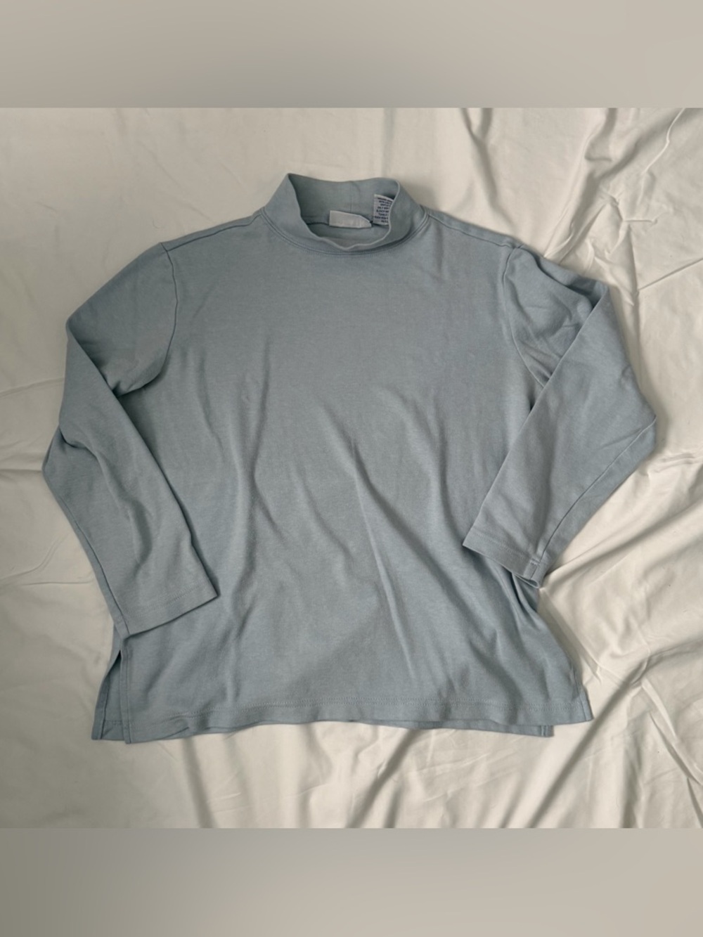Vintage 90s Blair Mock Neck Light blue Shirt - Size Medium